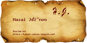 Hazai János névjegykártya